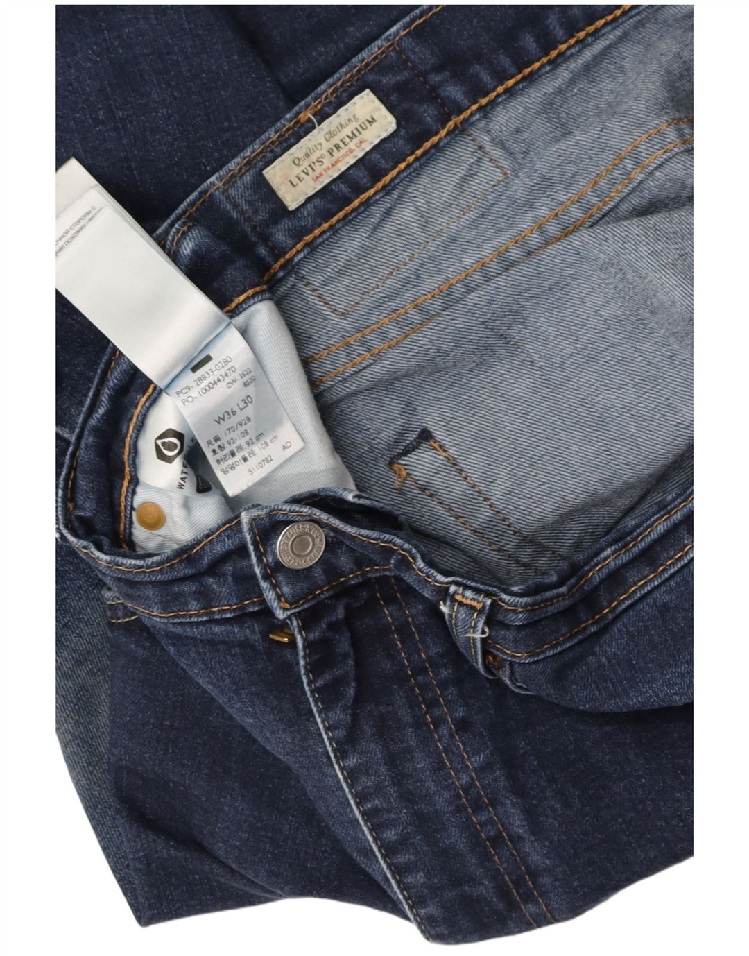 LEVI'S Mens Slim Jeans W36 L30 Navy Blue Cotton