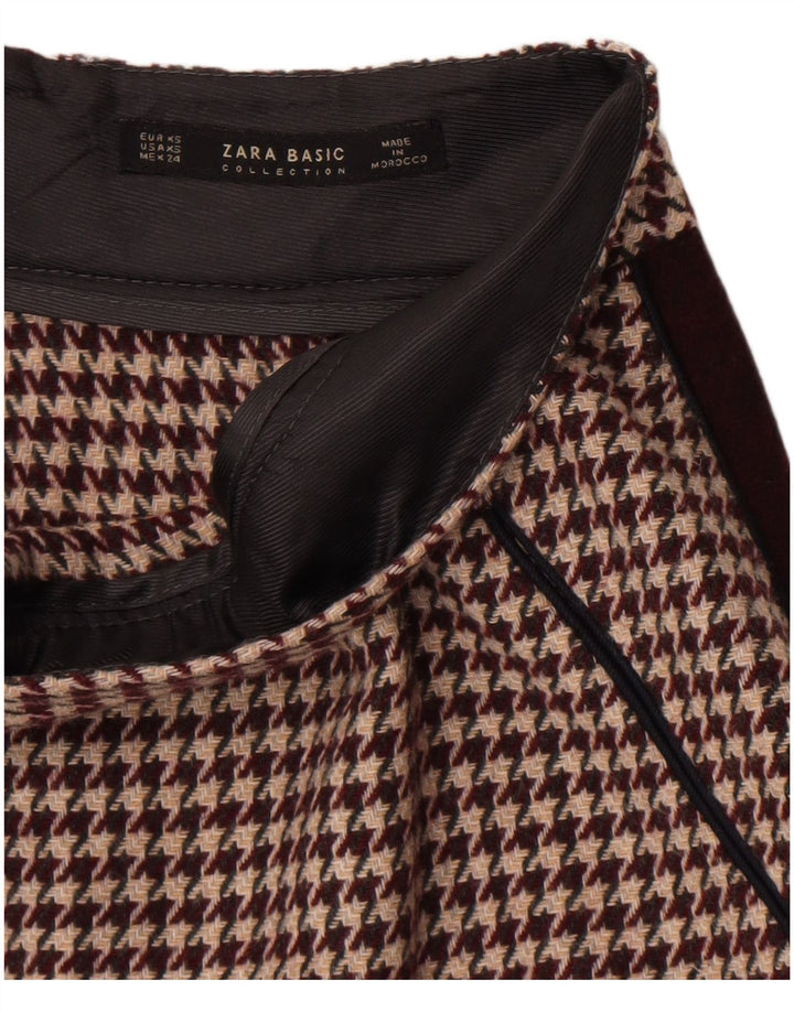 Fusta mini pentru femei Zara XS W24 Burgundy Houndstooth