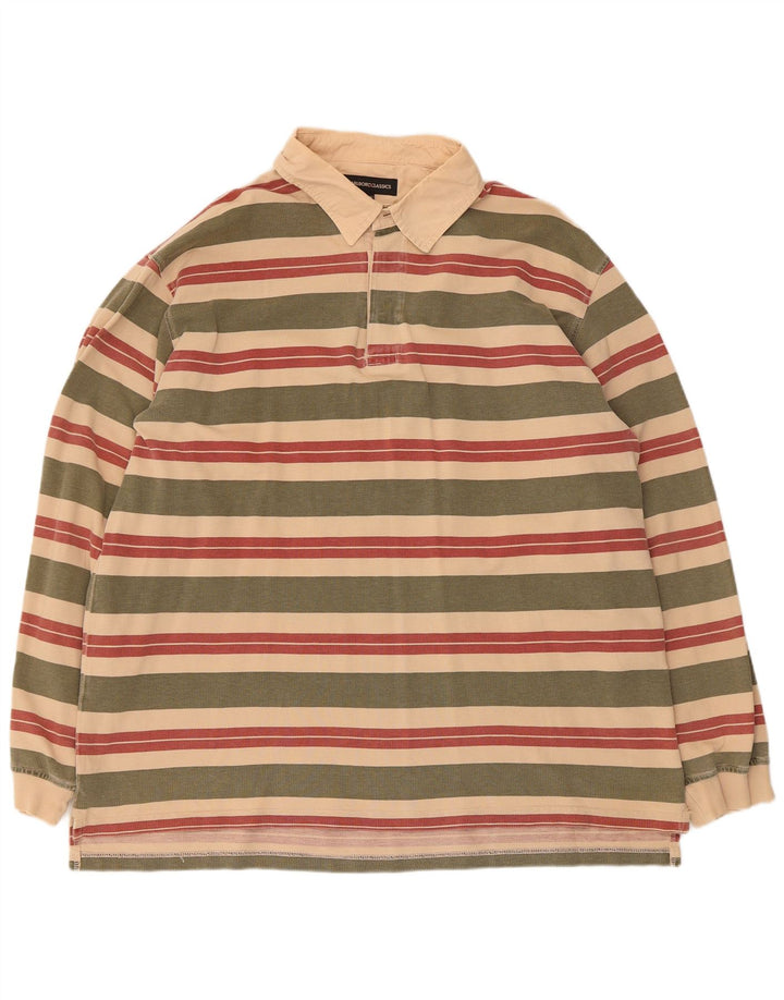 Tricou polo cu mânecă lungă pentru bărbați Marlboro Classics 3XL, cu dungi multicolore