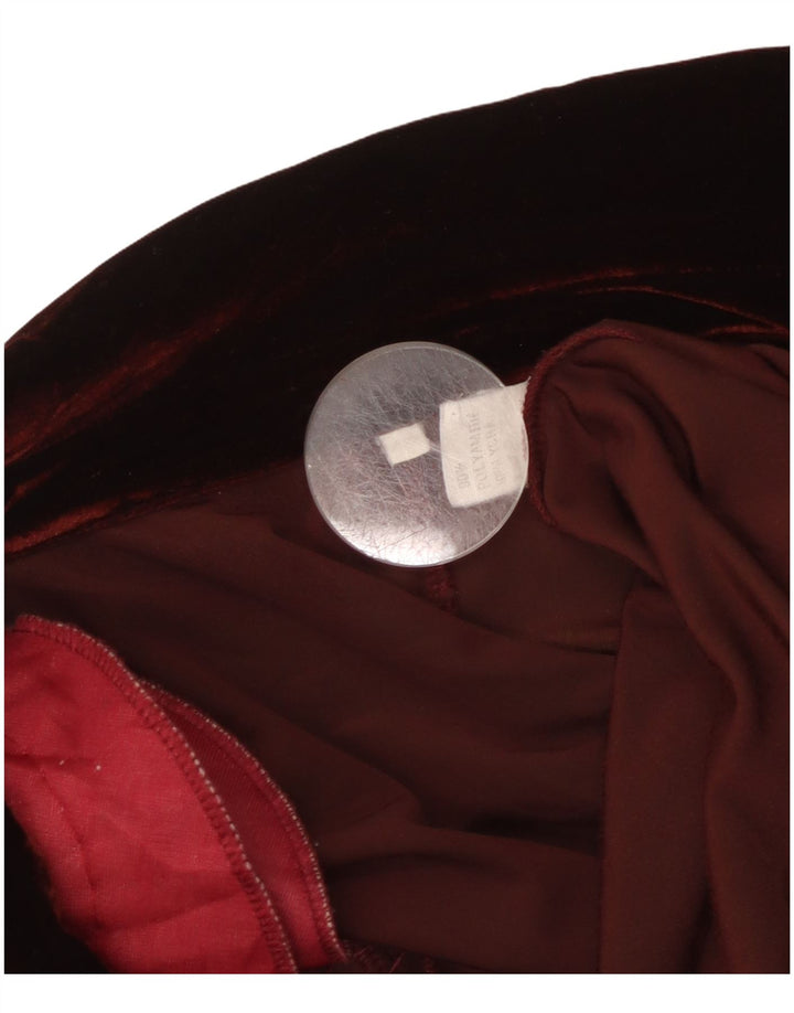 Jachetă pentru femei VINTAGE din velur cu 3 nasturi, UK 10 Mic Burgundy