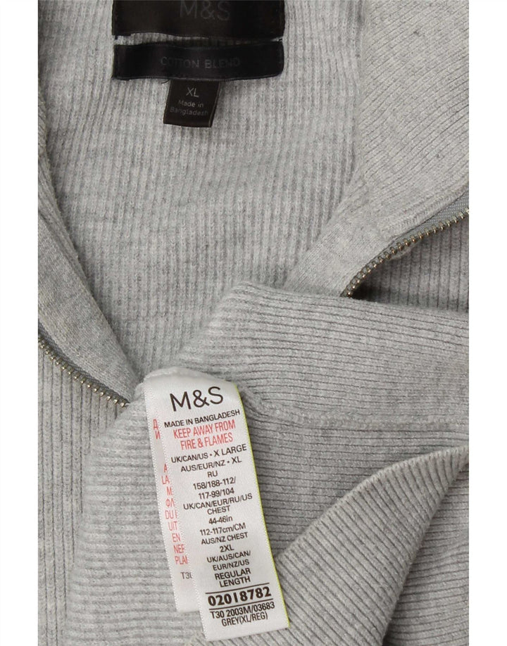 Pulover pentru bărbați Marks & Spencer, cu fermoar, cu gât, poliester XL, gri