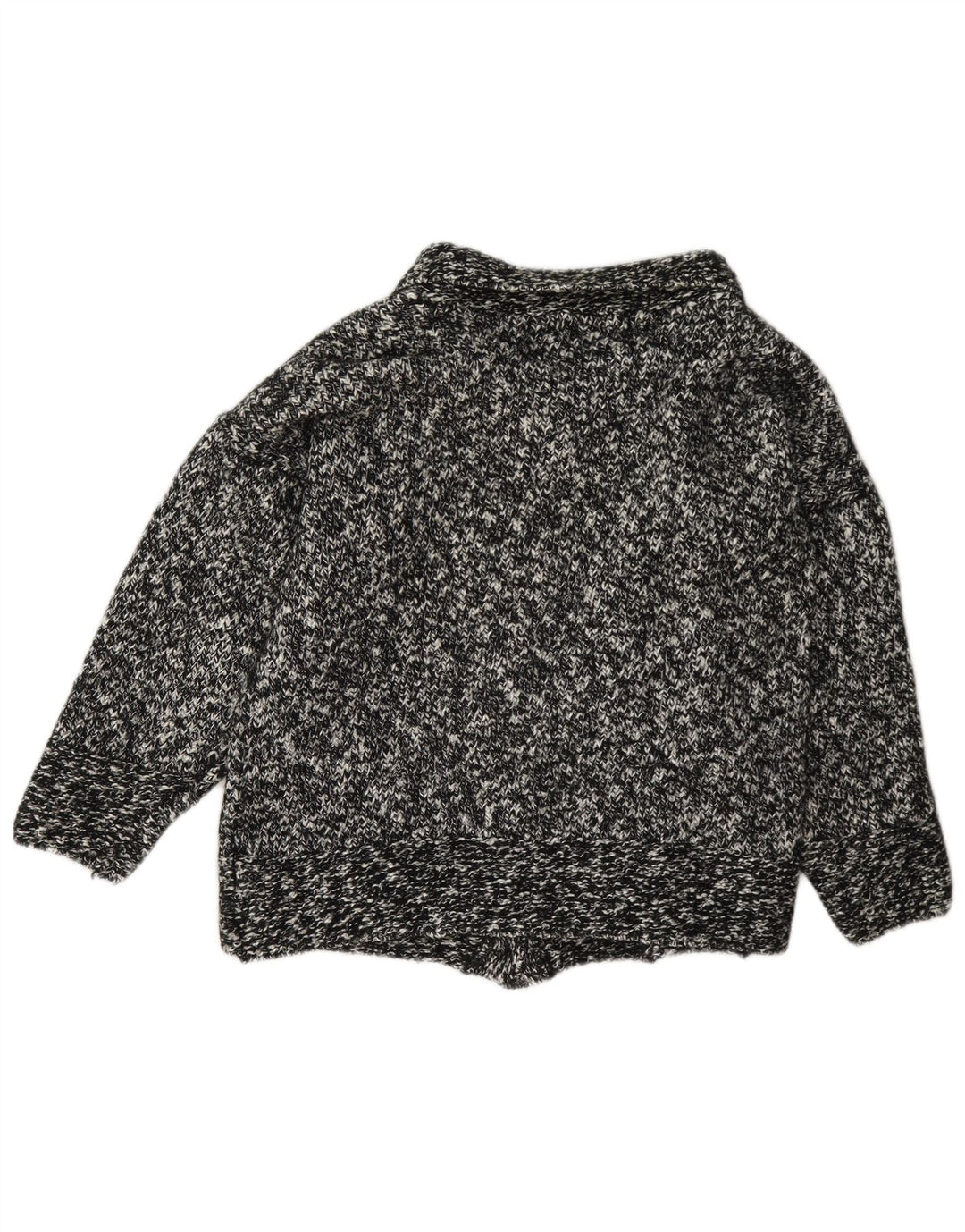 Pulover cardigan Blarney pentru femei UK 14 Lână mare neagră cu pete