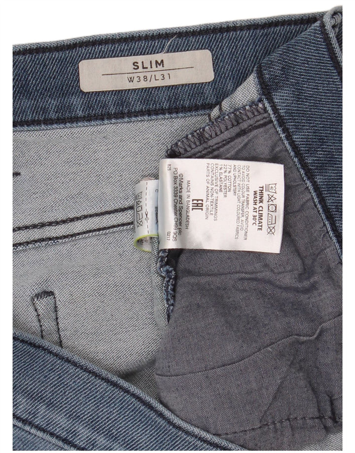 Blugi slim pentru bărbați Marks & Spencer W38 L31 Bumbac albastru
