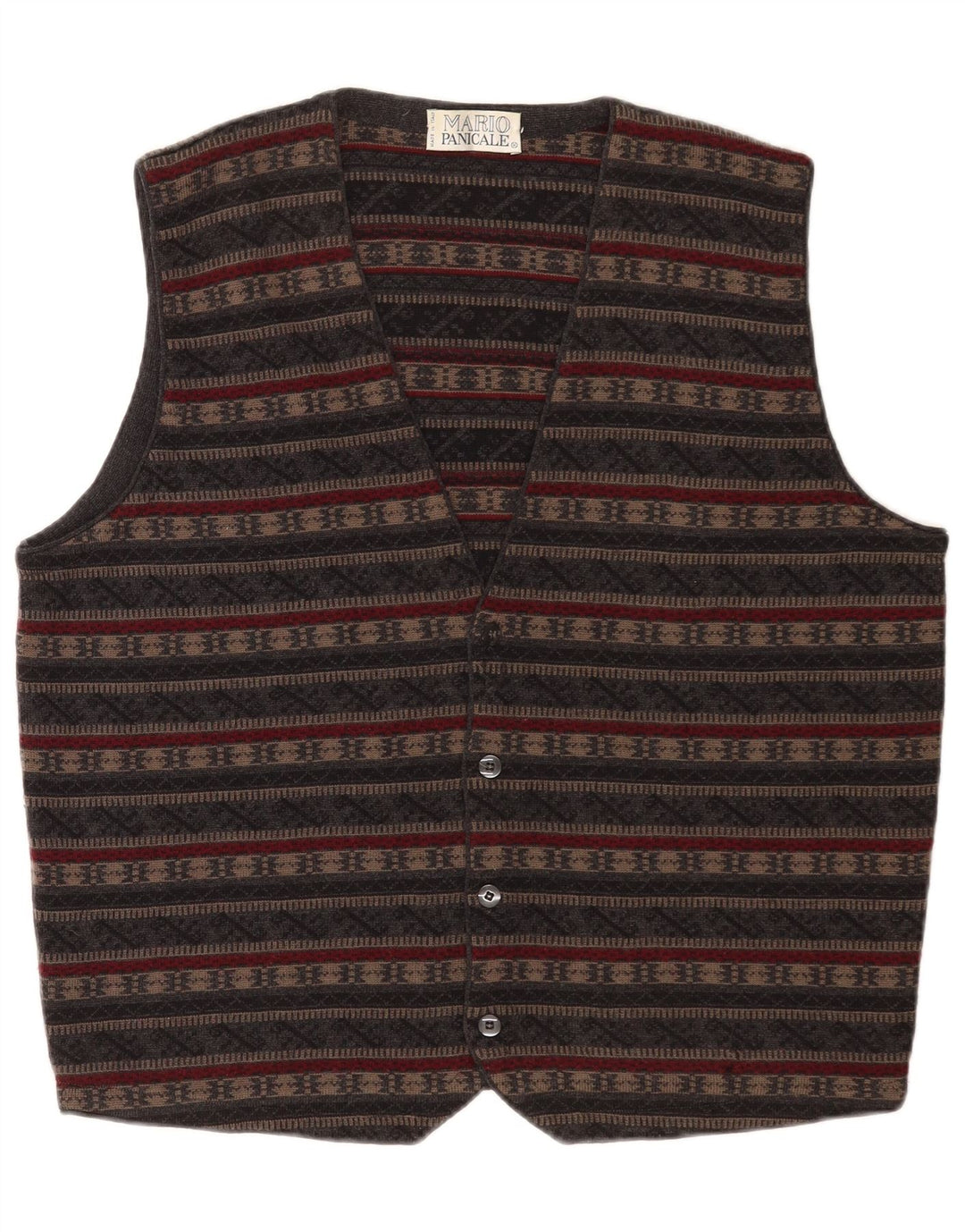 Vestă vintage pentru bărbați din lână virgină, gri mediu, din Fair Isle