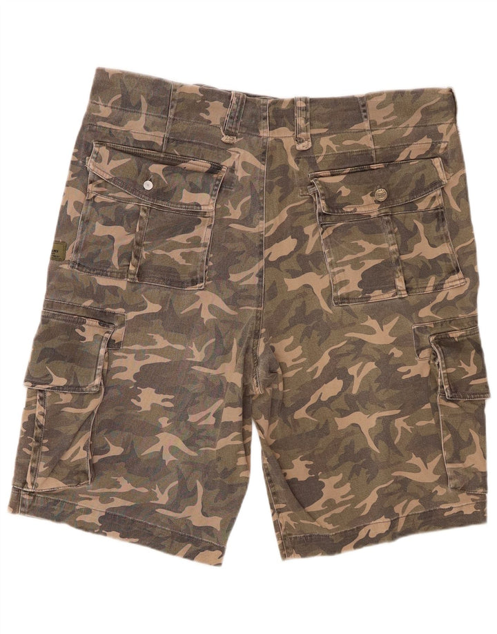 Pantaloni scurti cargo pentru bărbați VINTAGE W36, bumbac camuflaj mare, kaki