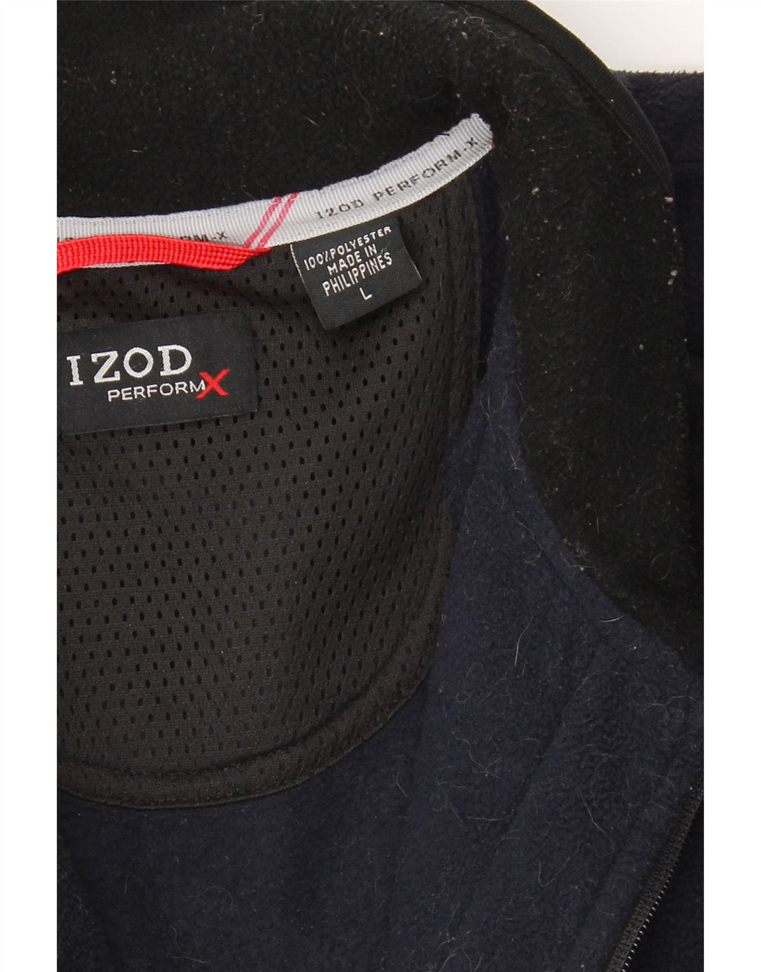 IZOD Mens Fleece Jacket UK 40 Large Navy Blue Colourblock Polyester Vintage Izod and Second-Hand Izod from Messina Hembry 