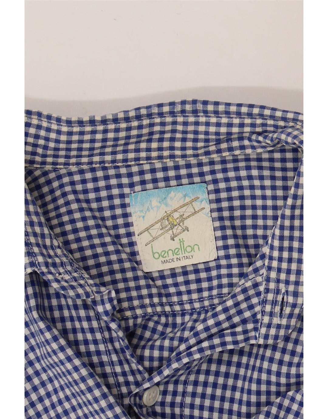 Cămașă cu mânecă scurtă pentru bărbați BENETTON, XL, albastru Gingham