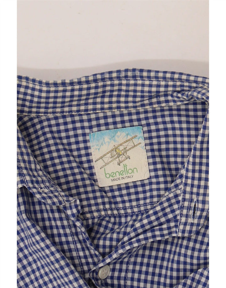 Cămașă cu mânecă scurtă pentru bărbați BENETTON, XL, albastru Gingham