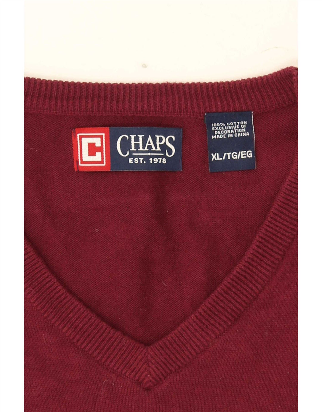 Chaps Mens Vest Tank Top XL Burgundy Bumbac