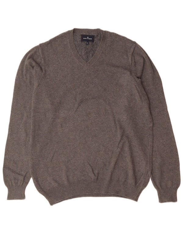 Pulover Marks & Spencer pentru bărbați, Blue Harbour, cu decolteu în V, bumbac, gri mediu