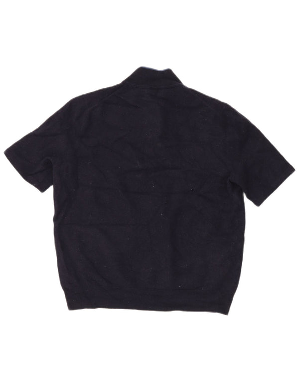 Pulover pentru femei Hugo Boss cu fermoar și gât UK 20 2XL Lână virgină bleumarin