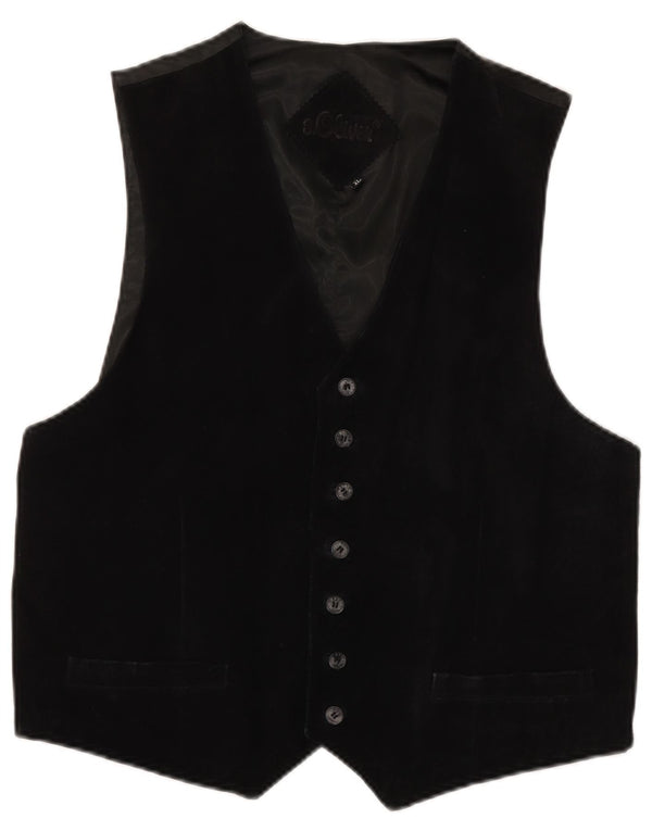 S.OLIVER Gilet de piele intoarsa pentru barbati XL din piele neagra
