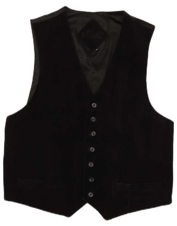 S.OLIVER Gilet de piele intoarsa pentru barbati XL din piele neagra