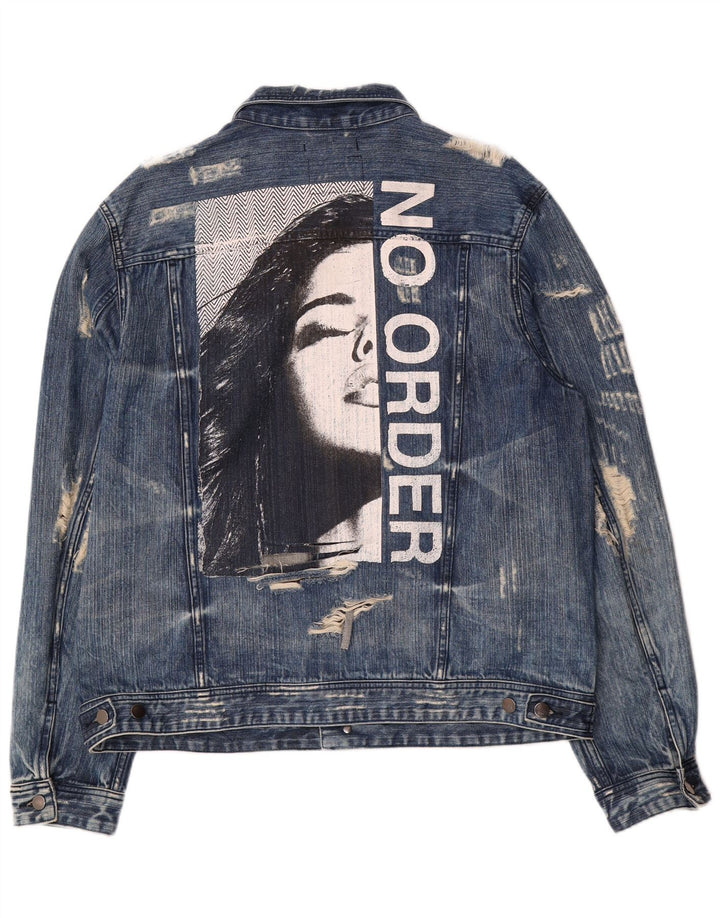 Jachetă Guess Dillon Graphic Distressed Denim UK 44 2XL Bumbac albastru