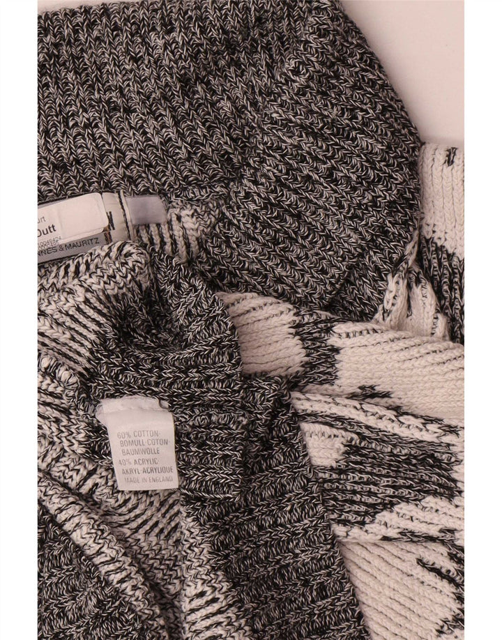 Pulover vintage pentru bărbați, cu model abstract, cu gâtul șal, XL, gri