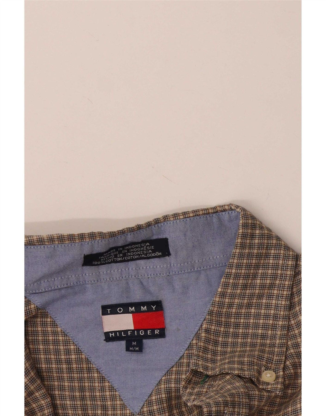 Cămașă pentru bărbați Tommy Hilfiger, bumbac cu carouri maro mediu