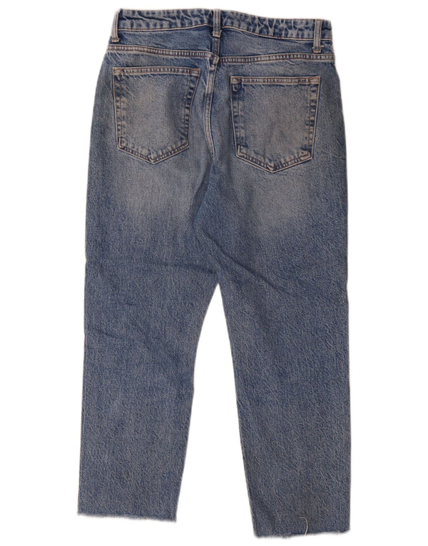 Topshop Womens High Waist Cropped Jeans UK 12 Medium W30 L24 Blue Cotton