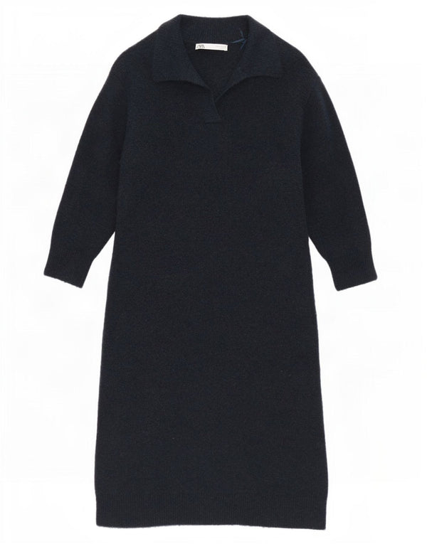 Rochie pulover cu mânecă lungă pentru femei Zara UK 10 Mic bleumarin acrilic