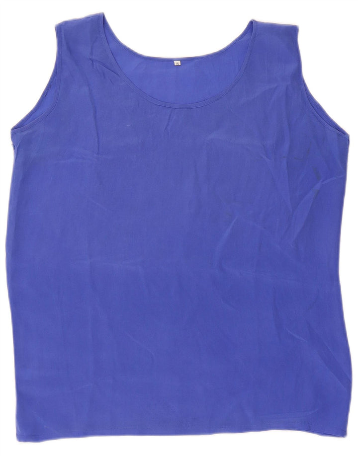 Vestă Vintage pentru femei See Through Vest UK 8 Small Blue Silk