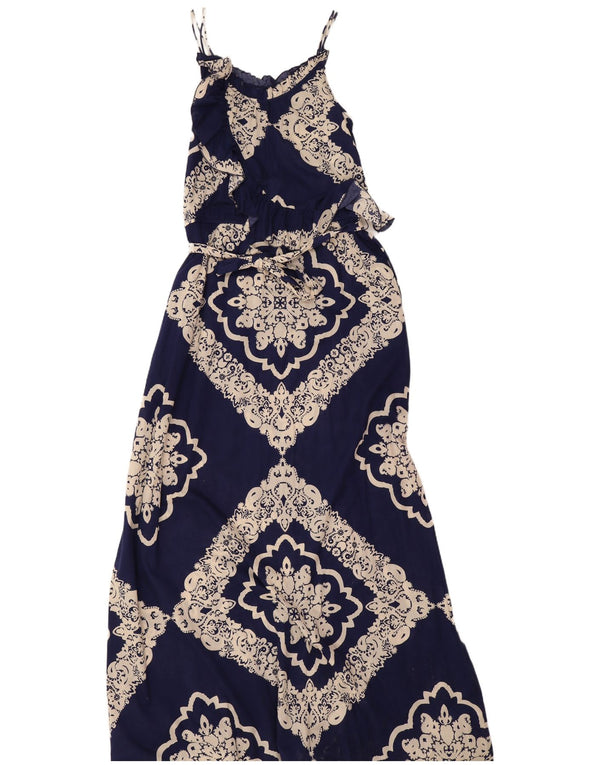 Rochie maxi cu volane Tommy Hilfiger pentru femei UK 12 Medium Bleumarin Paisley