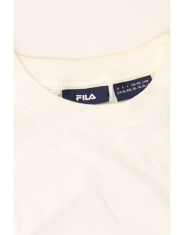 FILA Mens Graphic T-Shirt Top XL White Cotton Vintage Fila and Second-Hand Fila from Messina Hembry 