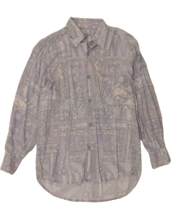 VINTAGE Mens Abstract Pattern Shirt Small Purple Colourblock Vintage Vintage and Second-Hand Vintage from Messina Hembry 