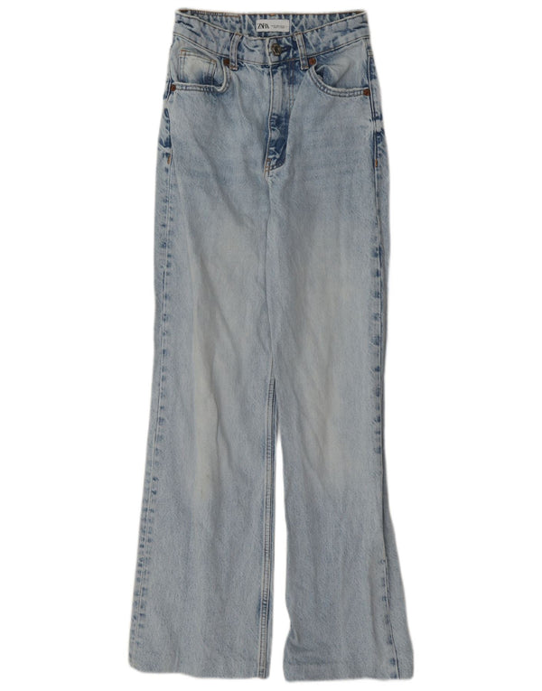 Blugi Zara femei cu talie înaltă cu picioare largi EU 32 2XS W22 L30 albastru bumbac