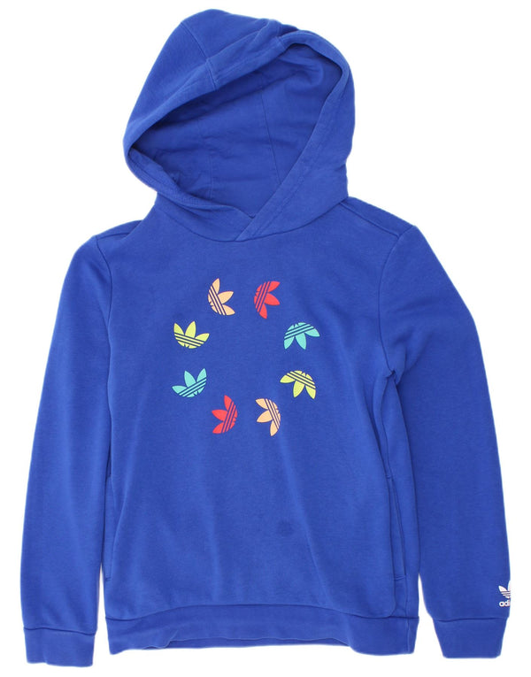 Pulover cu glugă cu grafic Adidas pentru băieți 9-10 ani, bumbac, albastru