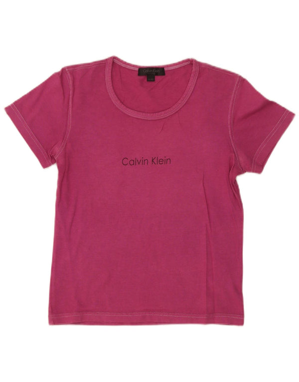 Tricou cu grafic Crop Calvin Klein pentru femei Top US 4 Small Pink Bumbac
