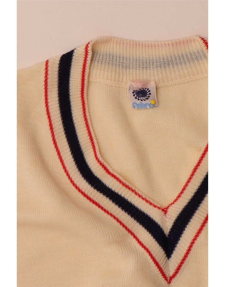 Vintage bărbați Vest Tank Top Mic Bej Acrilic