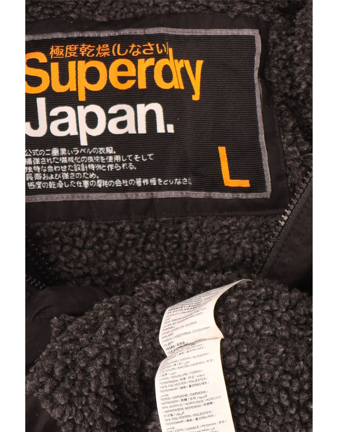 Jachetă parka cu glugă Superdry pentru femei UK 16, mare, negru, poliester