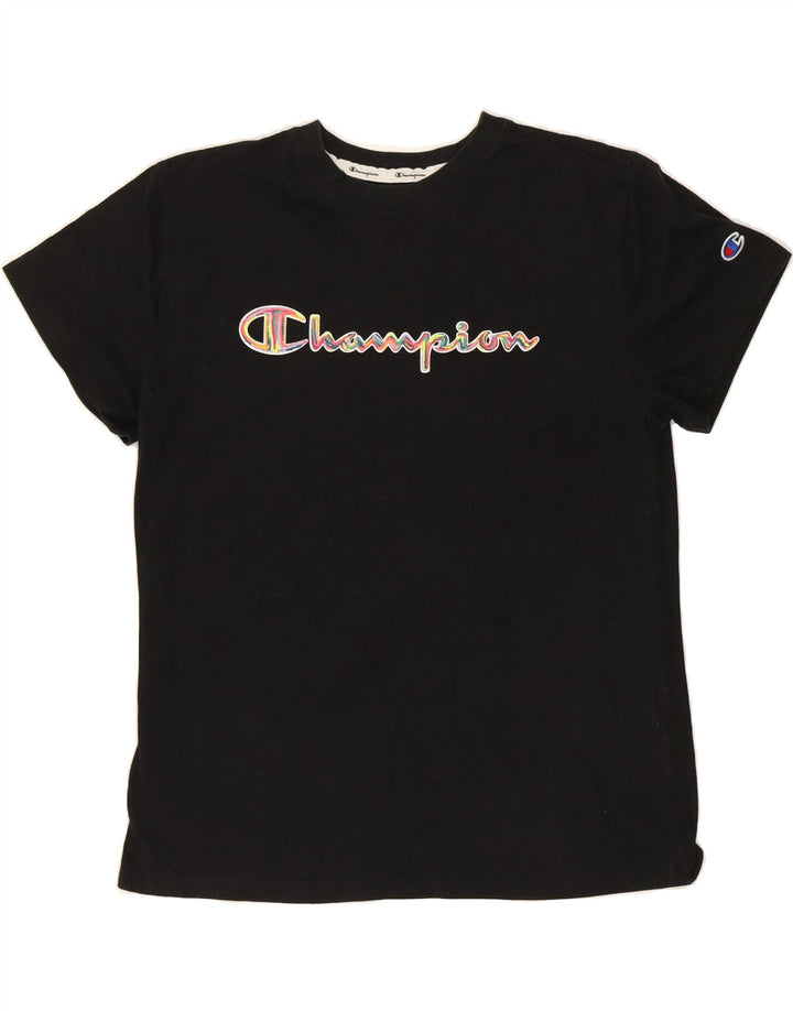 CHAMPION Womens Graphic T-Shirt Top UK 16 Large Black Vintage Champion and Second-Hand Champion from Messina Hembry 