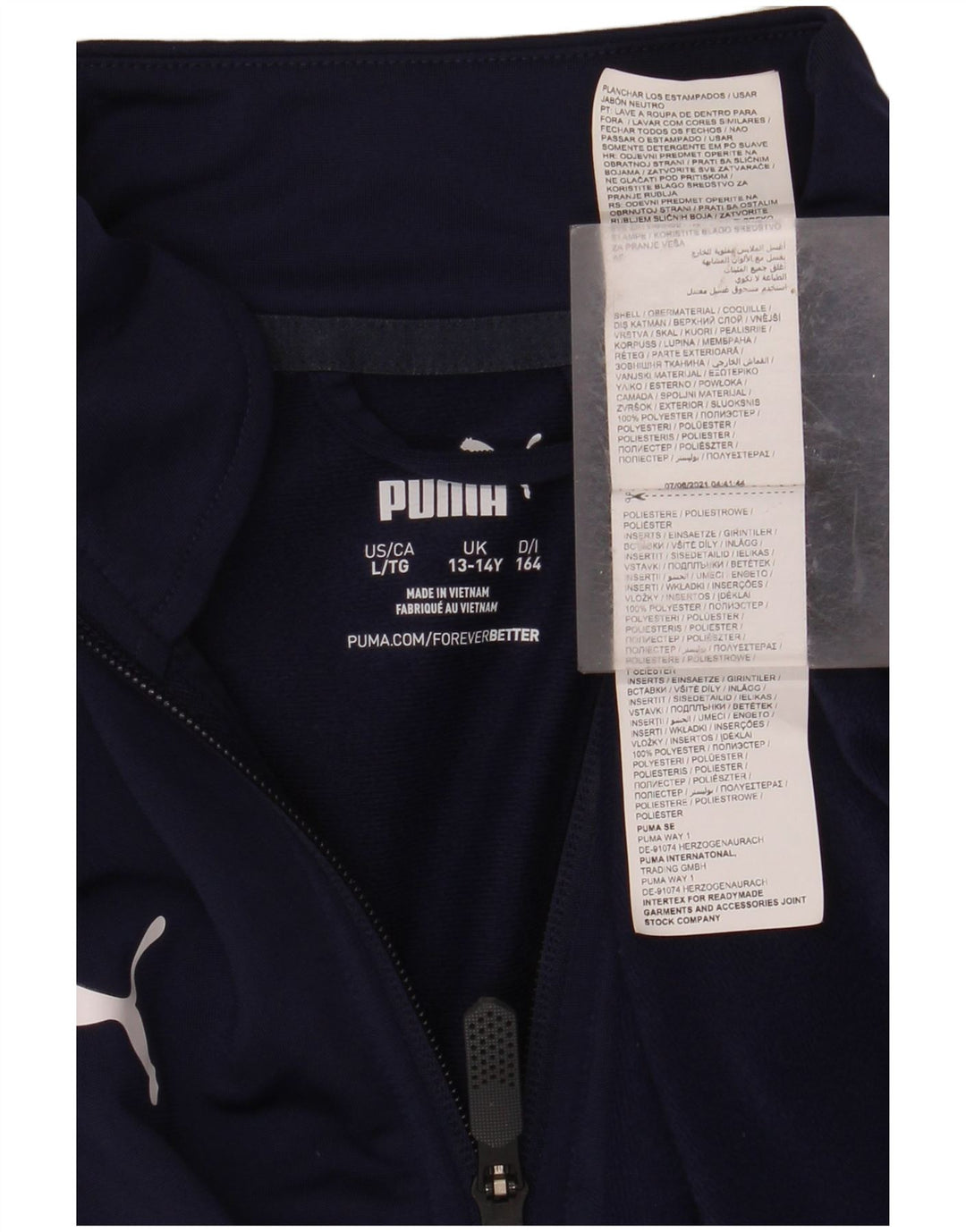 PUMA Băieți Zip Neck Top Manecă Lungă 13-14 Ani Bleumarin Poliester