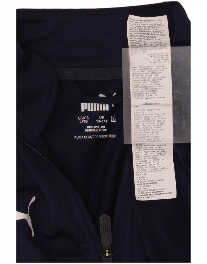 PUMA Băieți Zip Neck Top Manecă Lungă 13-14 Ani Bleumarin Poliester