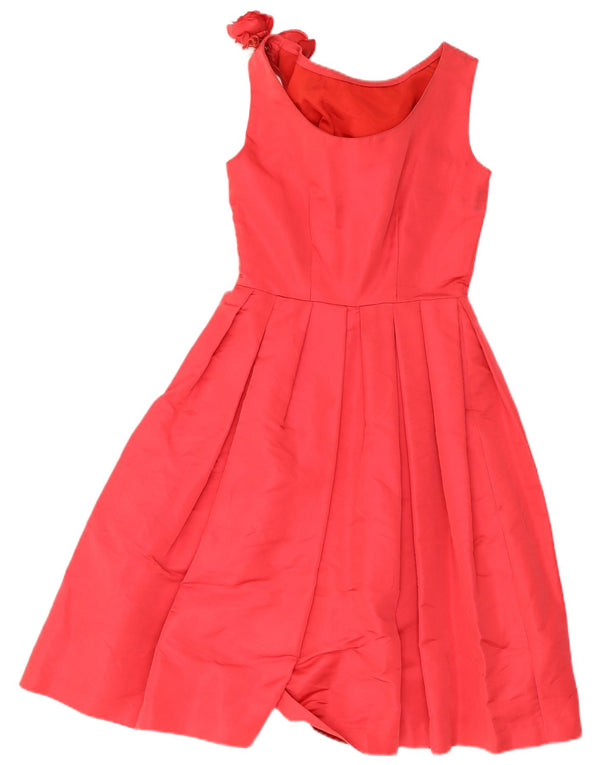 Rochie A-Line plisată fără mâneci de epocă pentru femei UK 10 Small Red