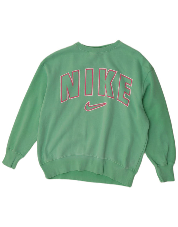 Pulover supradimensionat cu grafic Nike pentru femei UK 10 Bumbac verde mic