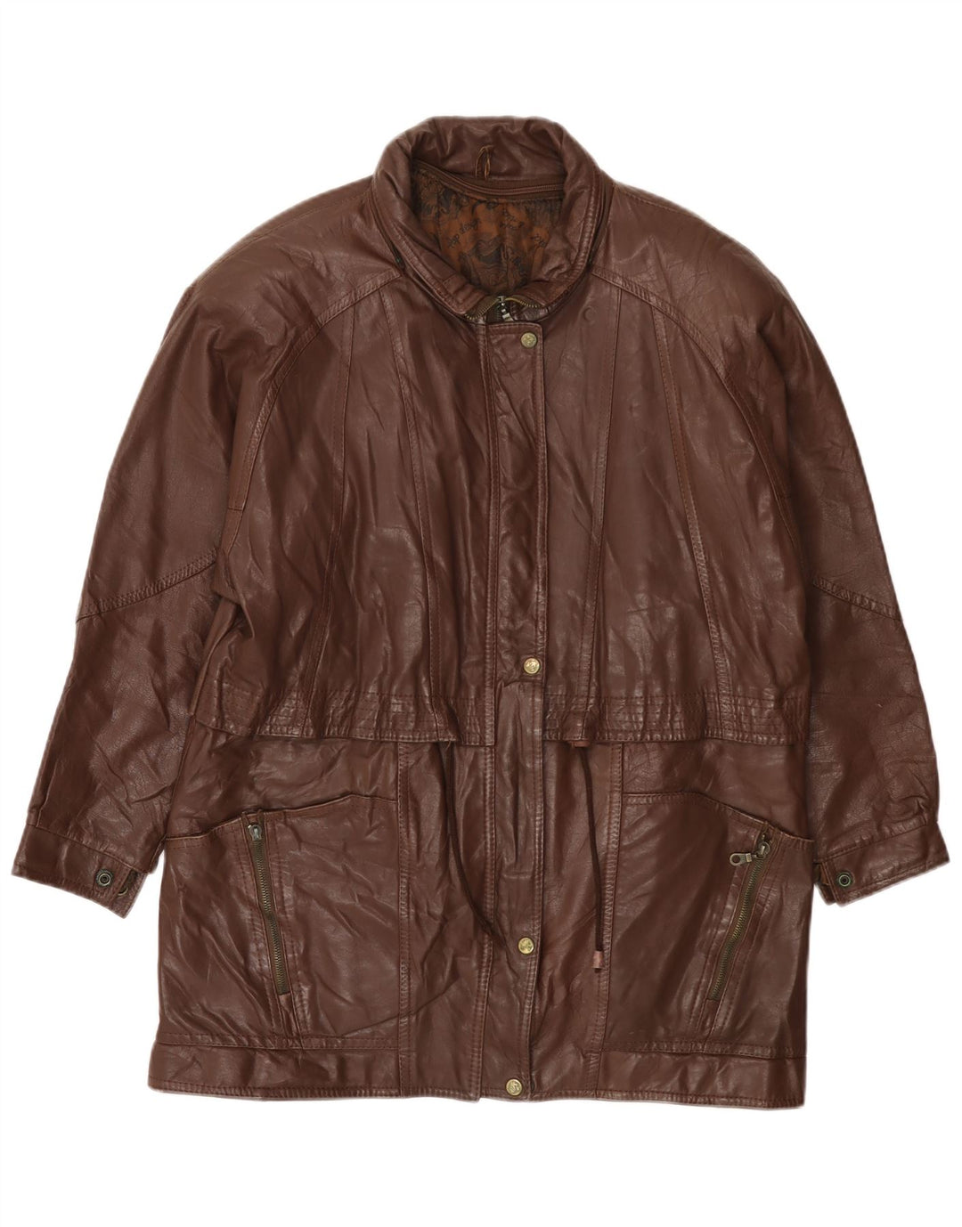 Palton de piele pentru femei VINTAGE UK 14 mare maro