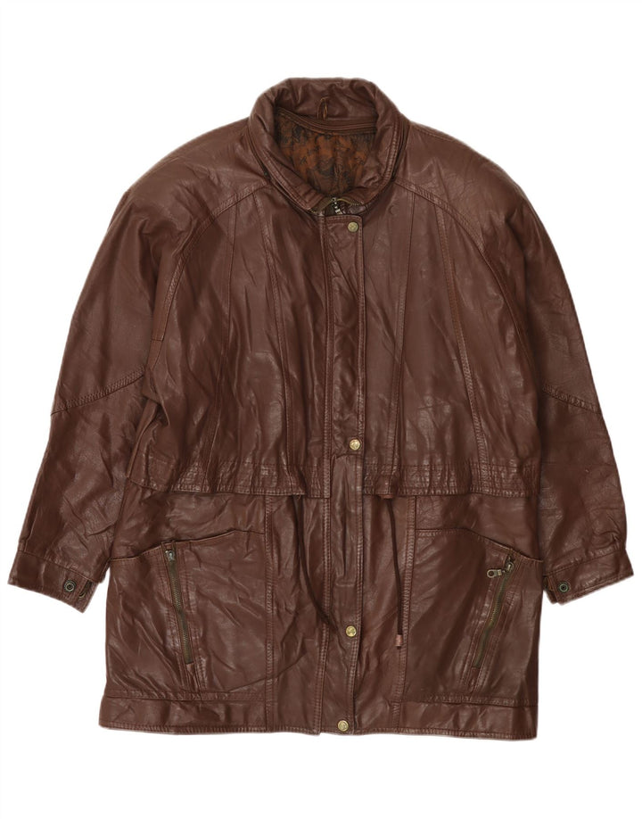 Palton de piele pentru femei VINTAGE UK 14 mare maro