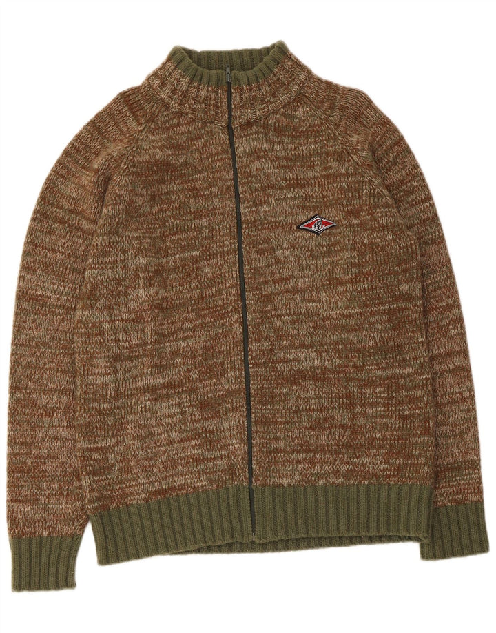 Pulover cardigan pentru bărbați Bear, lână mare kaki cu pete