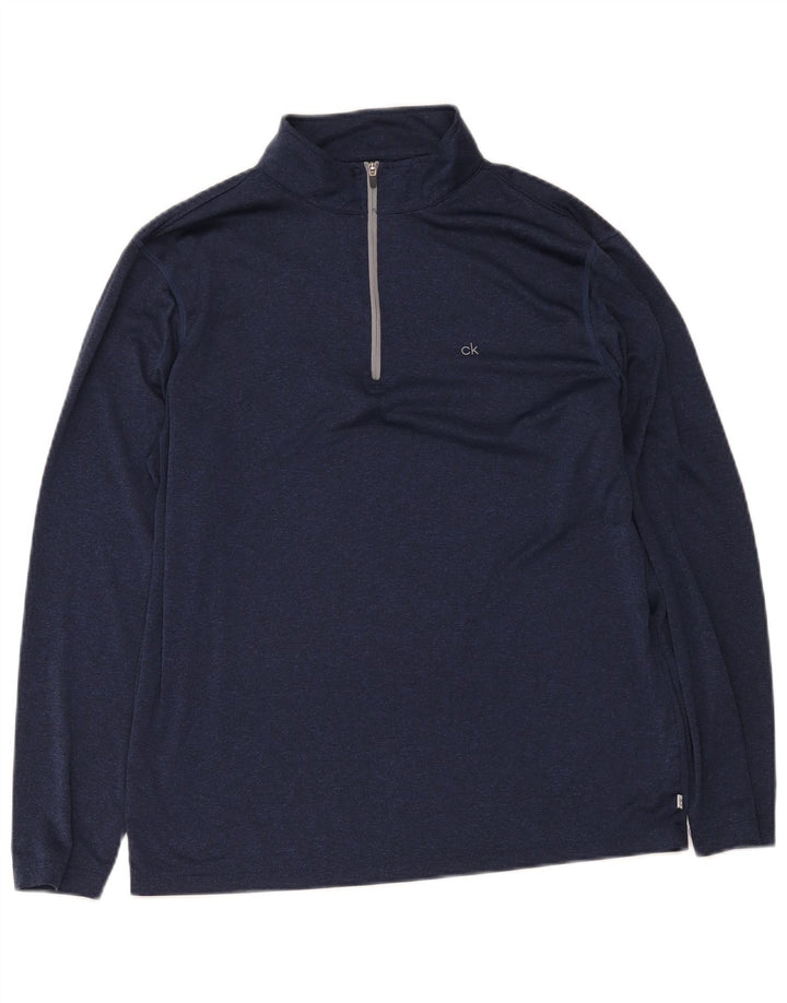 Top de trening Calvin Klein pentru bărbați, cu fermoar, cu gât, mare, bleumarin