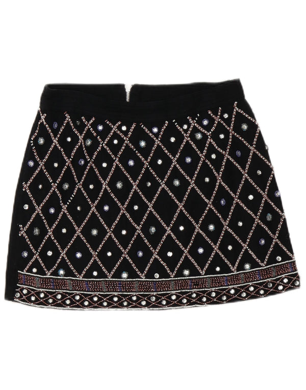 Fusta mini Guess pentru femei US 2 XS W28 bumbac geometric negru
