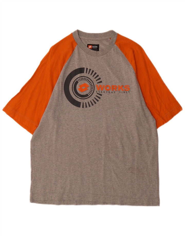 Tricou grafic pentru bărbați Lotto Top mare gri Colorblock