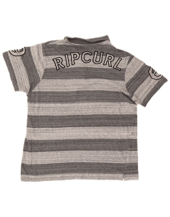 Tricou polo grafic pentru bărbați Rip Curl, bumbac cu dungi gri mediu