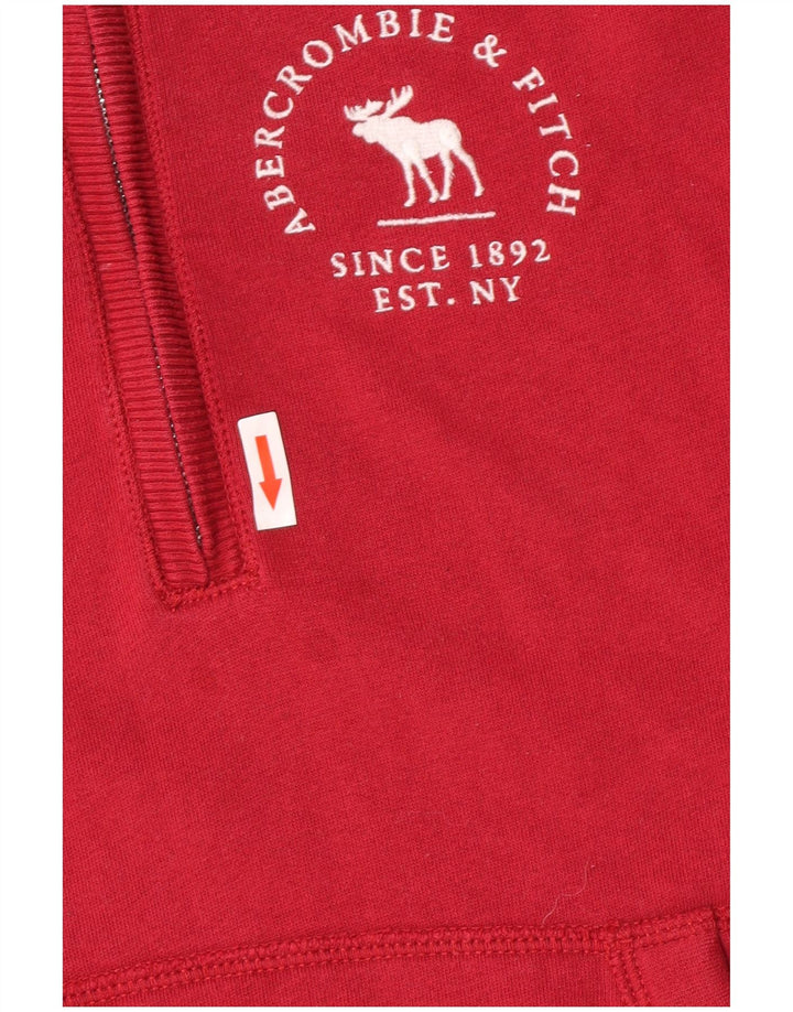 Pulover pentru femei Abercrombie & Fitch, cu fermoar și gât, UK 12, roșu mediu
