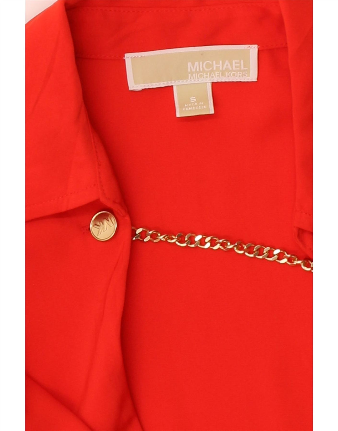 MICHAEL KORS Womens Oversized Long Sleeve Blouse Top UK 10 Small Red Vintage Michael Kors and Second-Hand Michael Kors from Messina Hembry 