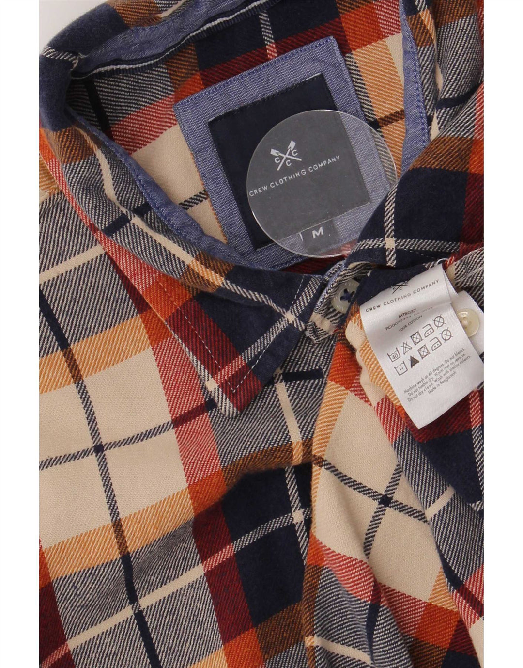 Crew Clothing Cămașă de flanel pentru bărbați, bumbac cu carouri, albastru marin mediu