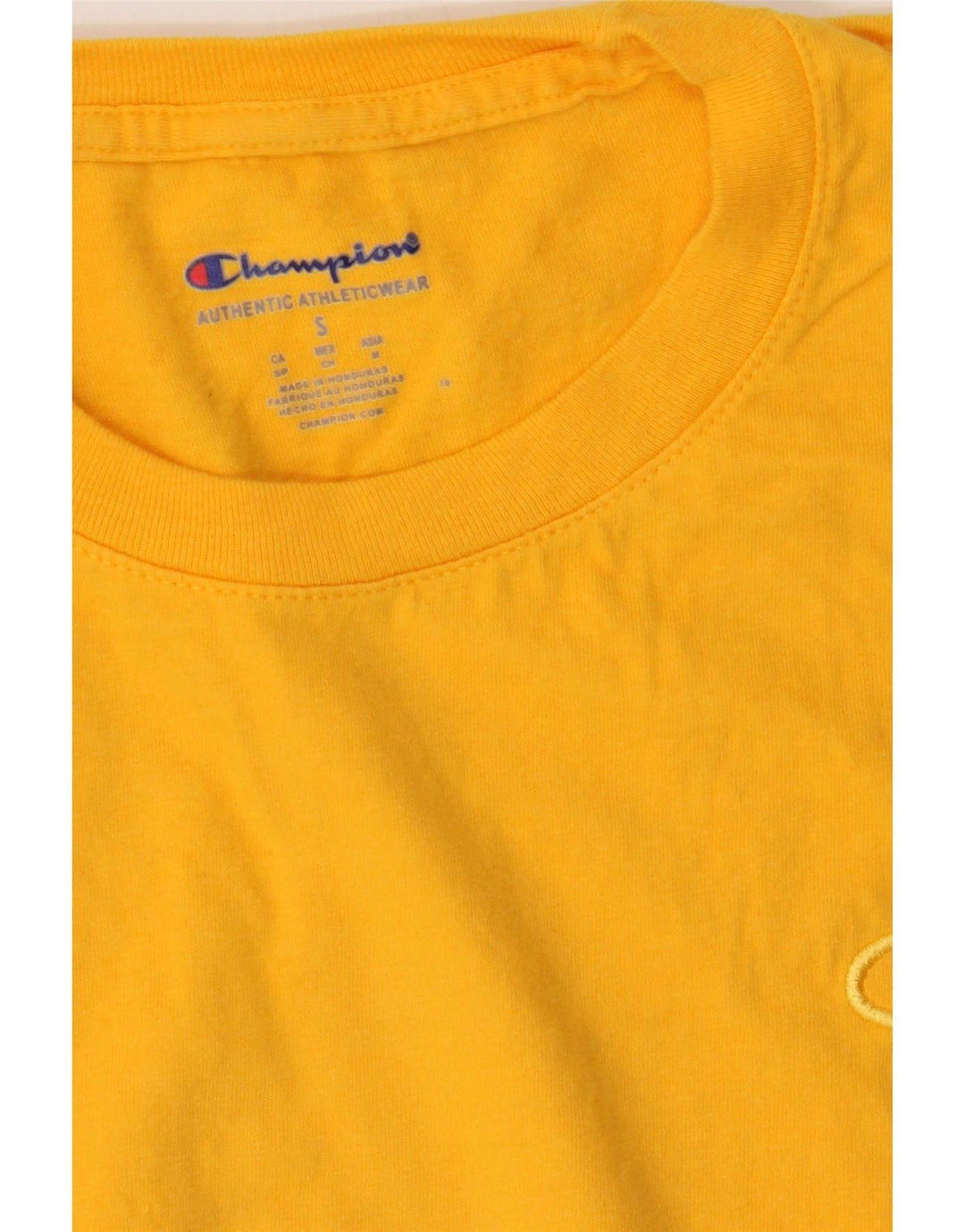 CHAMPION Mens T-Shirt Top Small Yellow Cotton Vintage Champion and Second-Hand Champion from Messina Hembry 