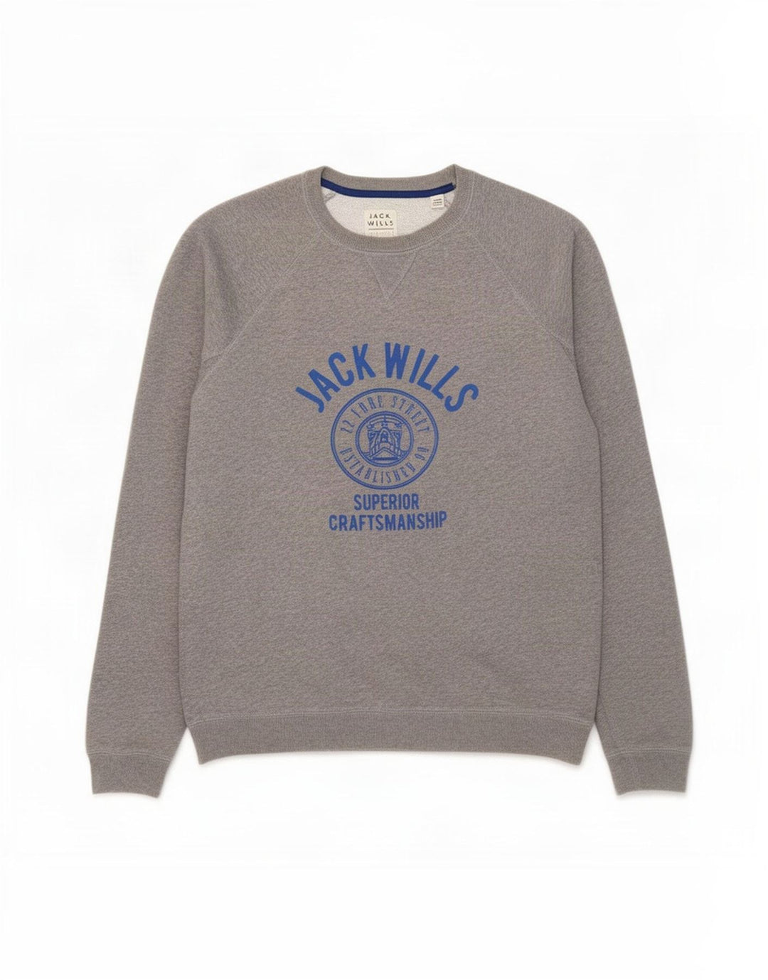 Pulover cu grafic pentru bărbați Jack Wills, bumbac cu pete, gri mediu