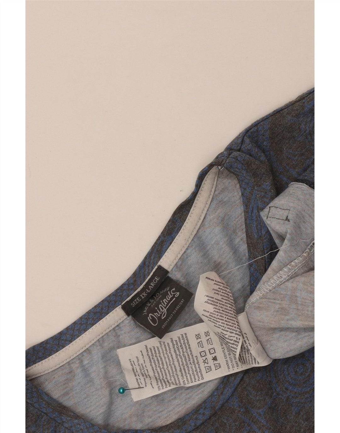 Tricou cu grafic Jack & Jones pentru bărbați Top 2XL poliester geometric albastru
