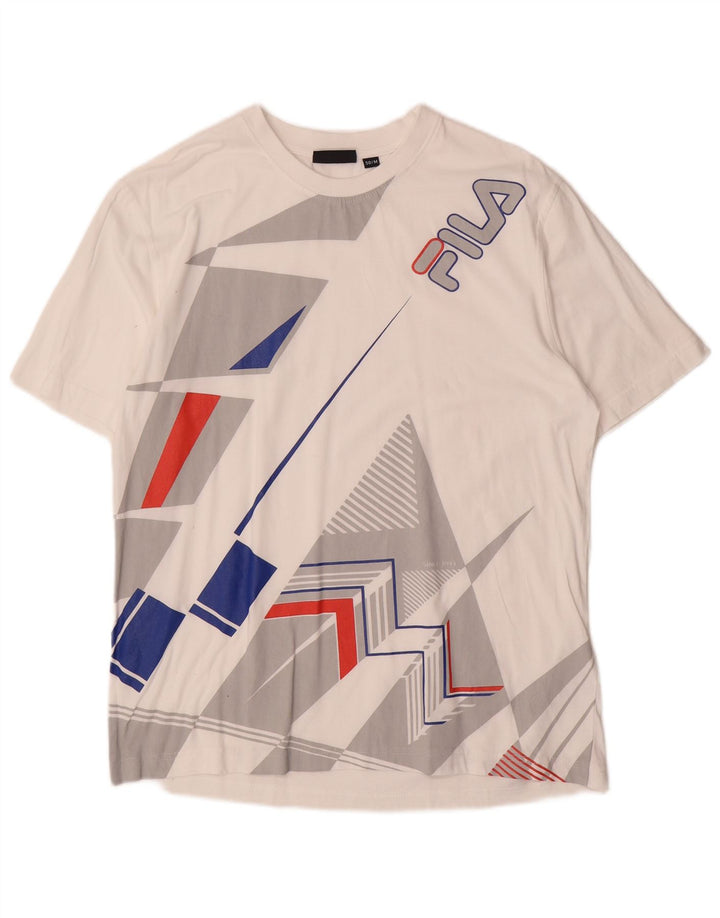 Tricou grafic Fila pentru bărbați Top Mediu Alb Geometric Bumbac